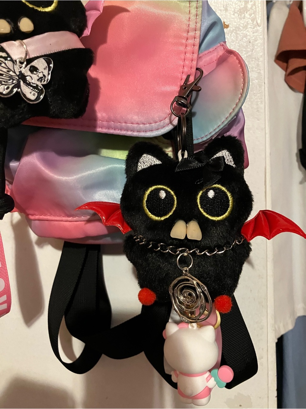 Handmade Vampire Bat Cat Keychain bag charm
